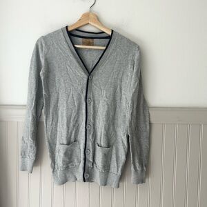 Hope & Henry Boys Large Gray V-Neck Cardigan Sweater with Elbow Patches